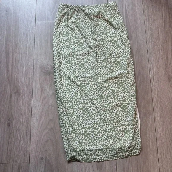 Milumia Women's Floral Print High Waist Skirt High Side Split Boho Small green - Picture 10 of 10